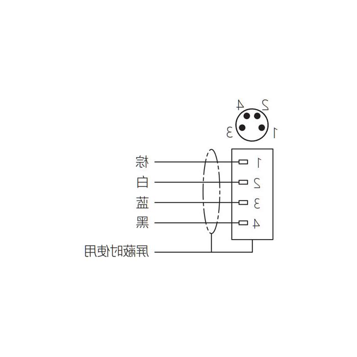 M8 4Pin、公头直型、单端预铸电缆、防焊渣PUR材质、橙色护套、63T561-XXX